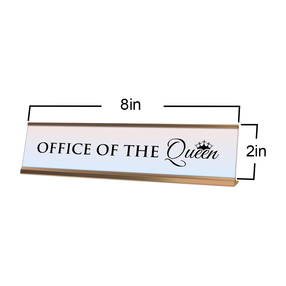 Office of the Queen, Light Lavender Novelty, Gold Frame Novelty Nameplate Desk Sign (2 x 8")