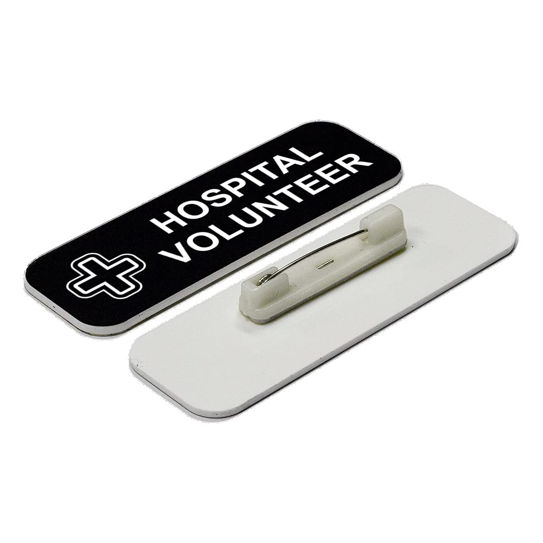 Hospital Volunteer 1 x 3" Name Tag/Badge, (3 Pack)