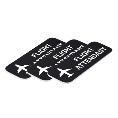 Flight Attendant 1 x 3" Name Tag/Badge, (3 Pack)