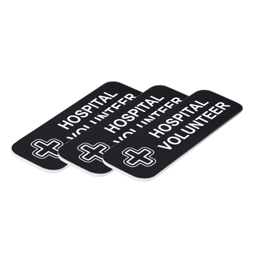 Hospital Volunteer 1 x 3" Name Tag/Badge, (3 Pack)