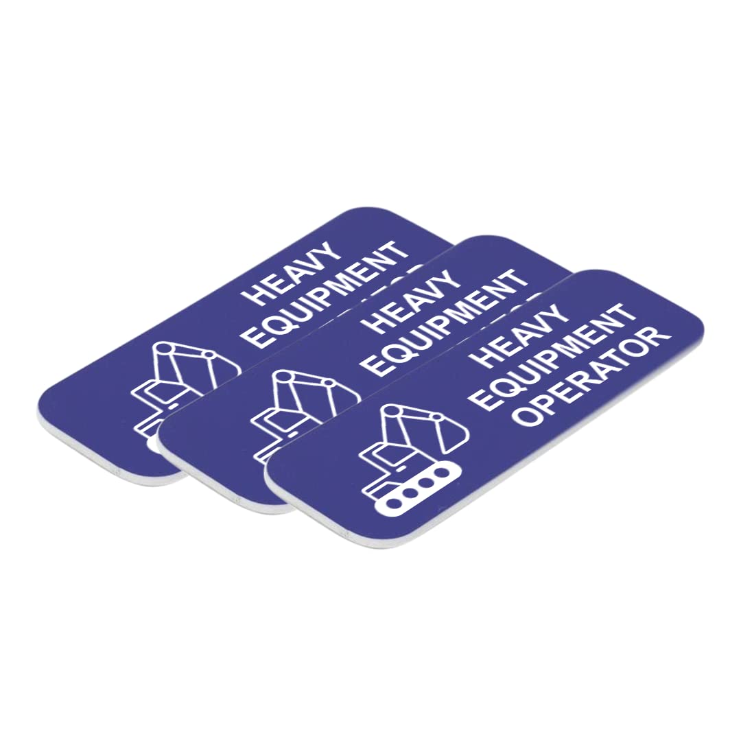 Heavy Equipment Operator 1" x 3" Name Tag/Badge, (3 Pack)