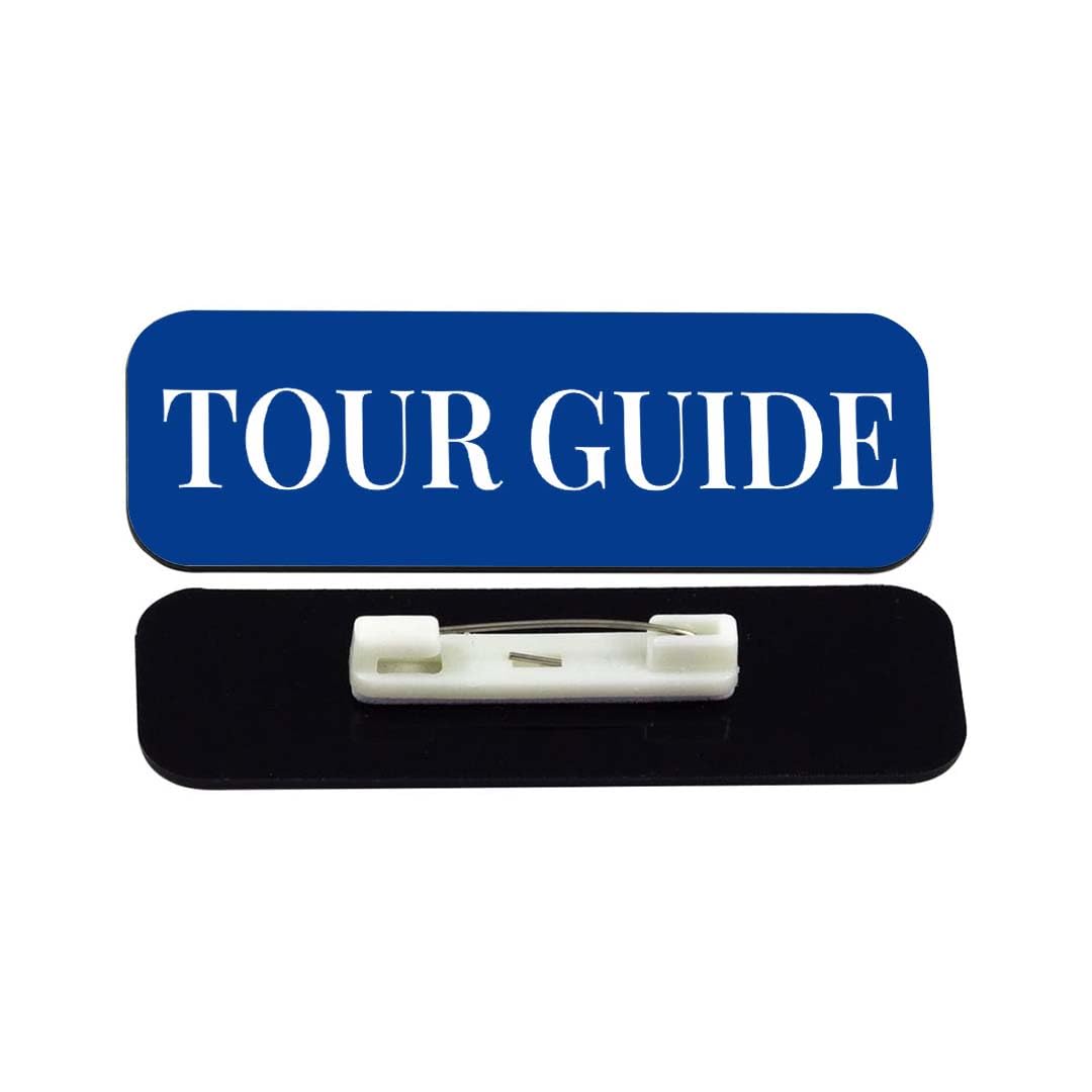 Tour Guide 1 x 3" Rounded Corner Name Badge | Stock Name Badges