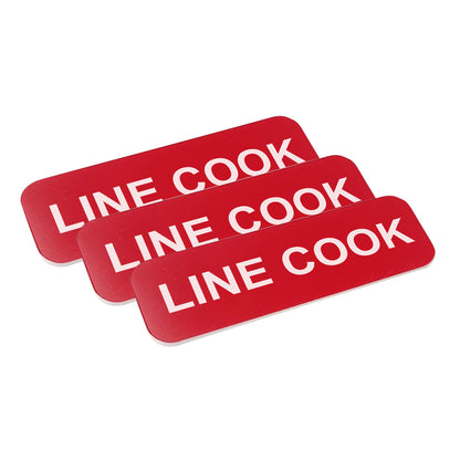 Line Cook 1 x 3" Name Tag/Badge, (3 Pack)
