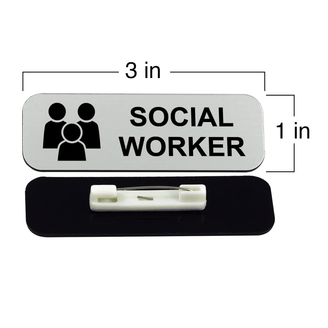 Social Worker 1 x 3" Name Tag/Badge, (3 Pack)