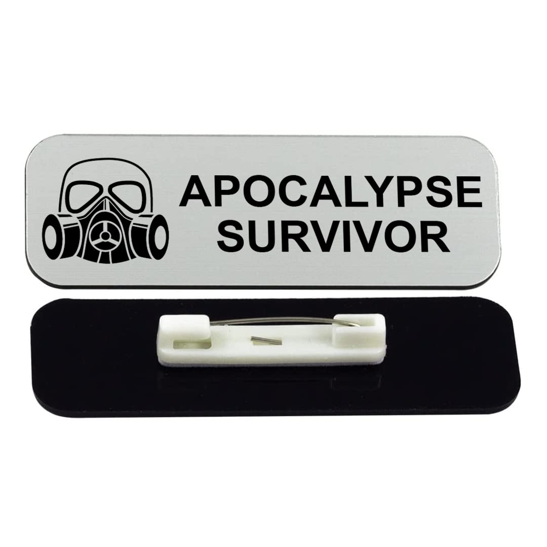 Signs ByLITA Apocalypse Survivor 1 x 3" Name Tag/Badge, (3 Pack)