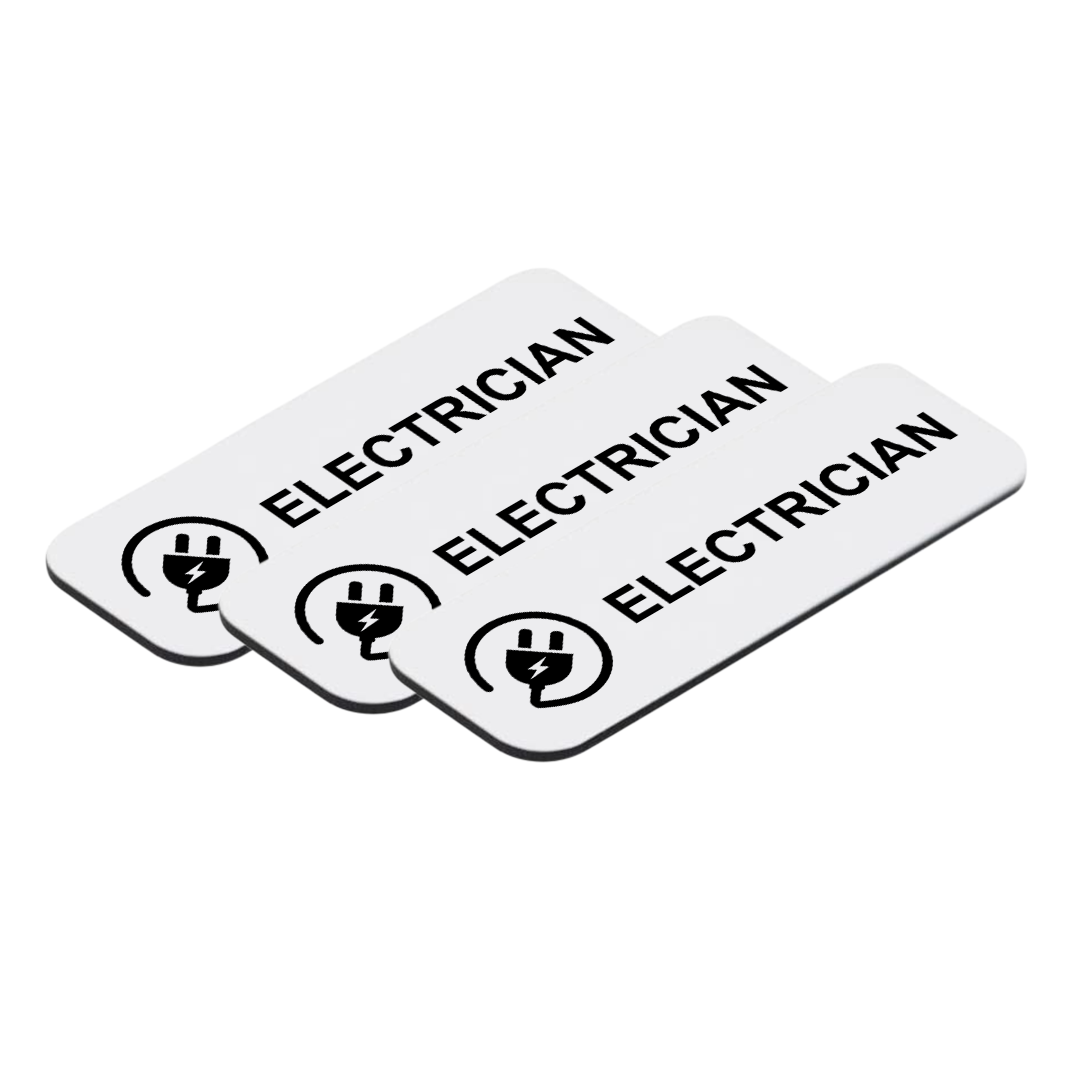 Electrician 1" x 3" Name Tag/Badge, (3 Pack)