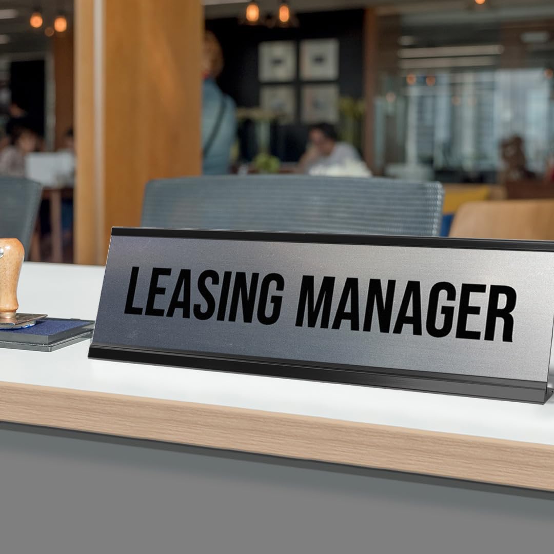Signs ByLITA Leasing Manager Black Frame Desk Sign (2x8")