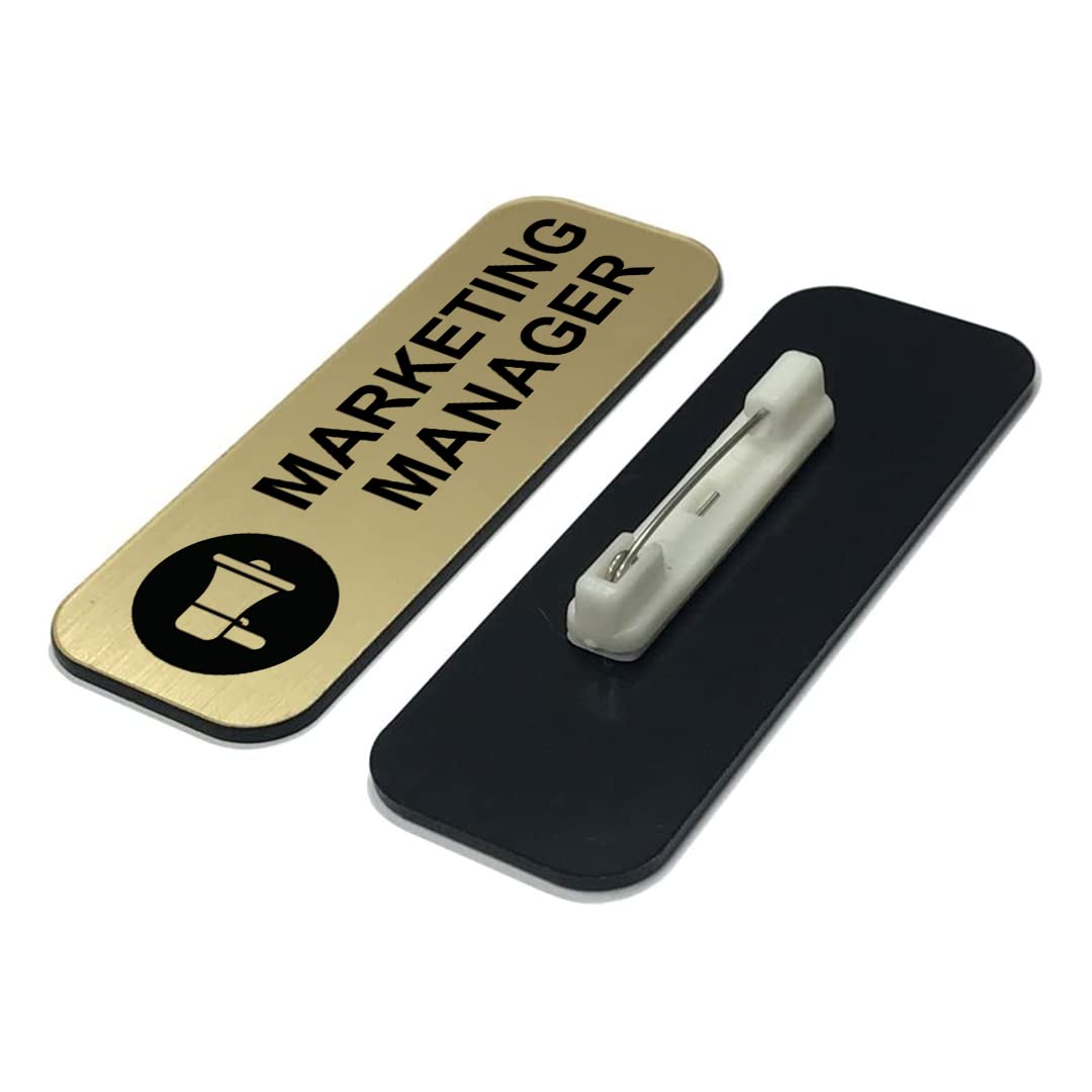 Signs ByLITA Marketing Manager 1 x 3" Name Tag/Badge, (3 Pack)