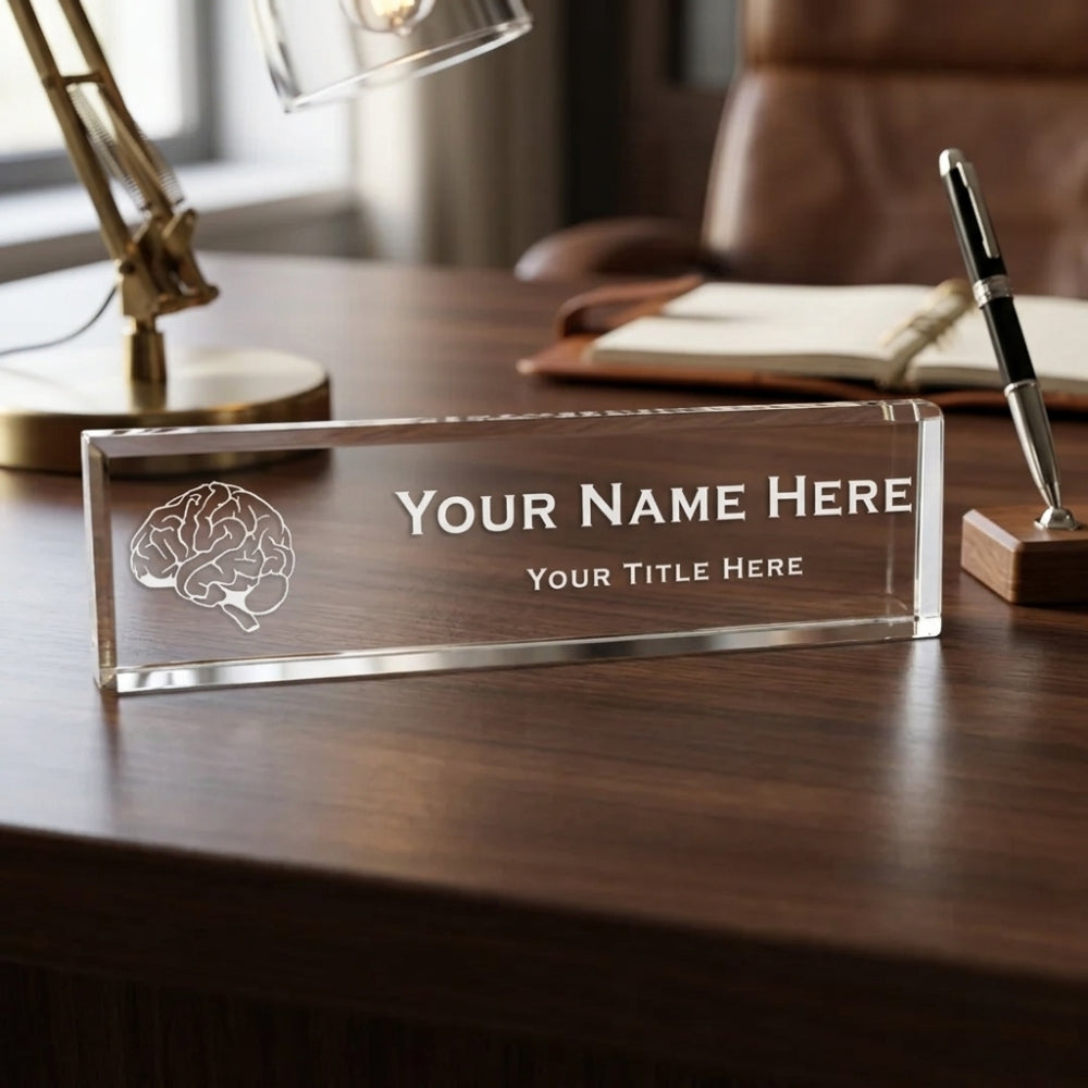 Intelligent Brain Themed, Personalized Acrylic Desk Sign (2 x 10")