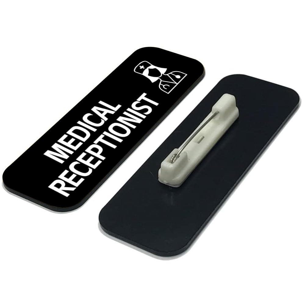 Medical Receptionist 1 x 3" Rounded Corner Name Badge | Medical Facilities