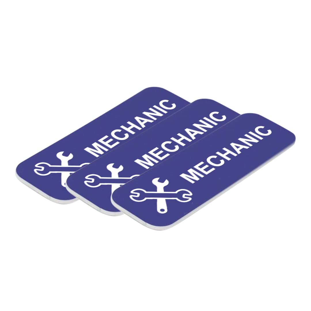 Mechanic 1 x 3" Name Tag/Badge, (3 Pack)