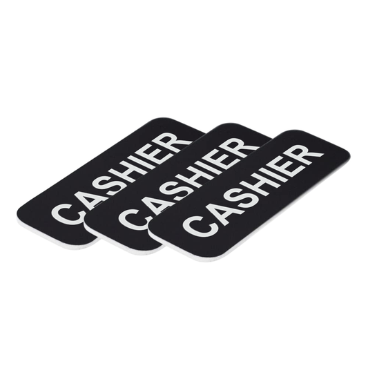 Cashier 1 x 3" Name Tag/Badge, (3 Pack)