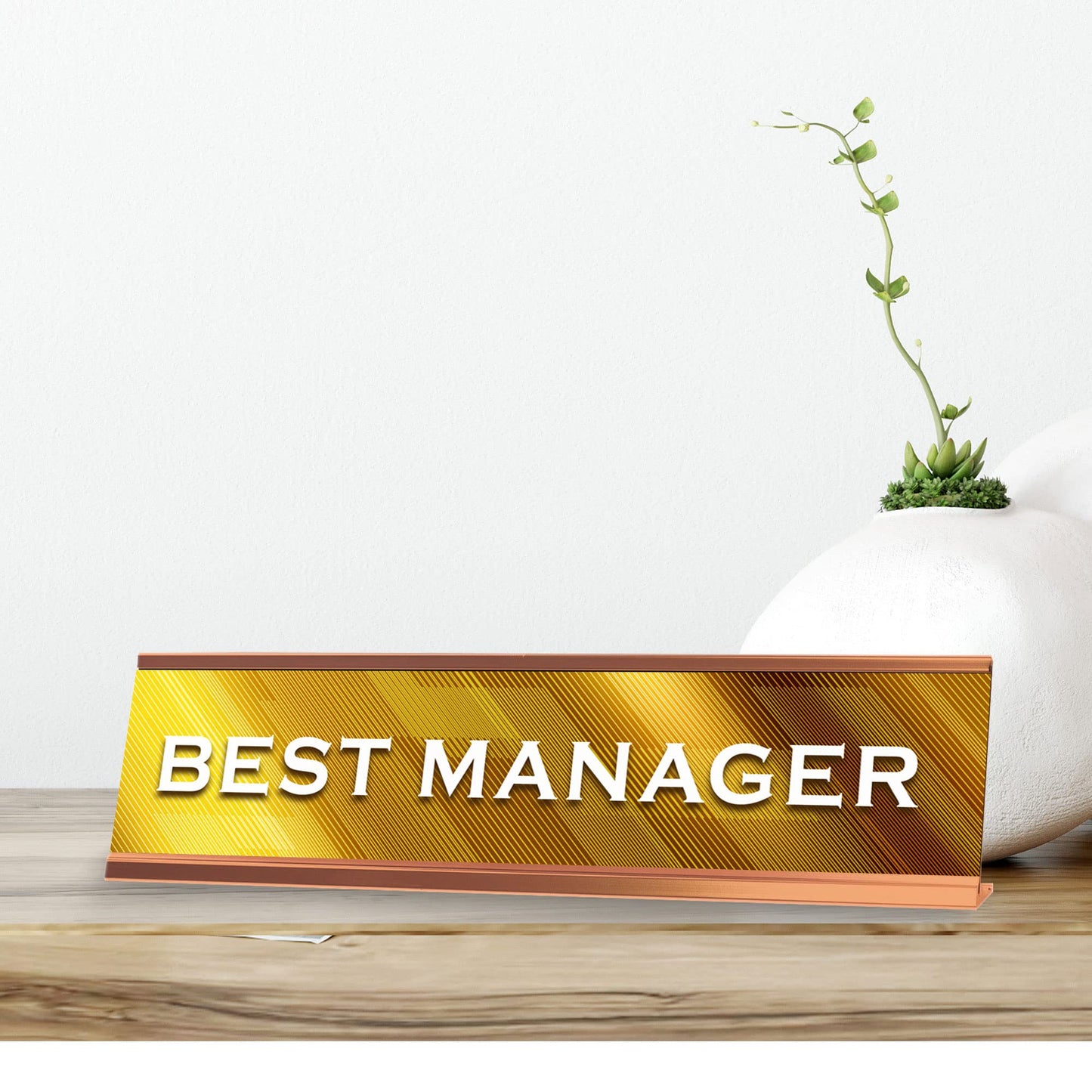 Signs ByLITA Best Manager Silver Frame, Novelty Desk Sign (2x8“)