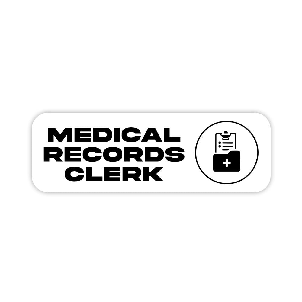 Medical Records Clerk 1 x 3" Rounded Corner Name Badge | Medical Facilities