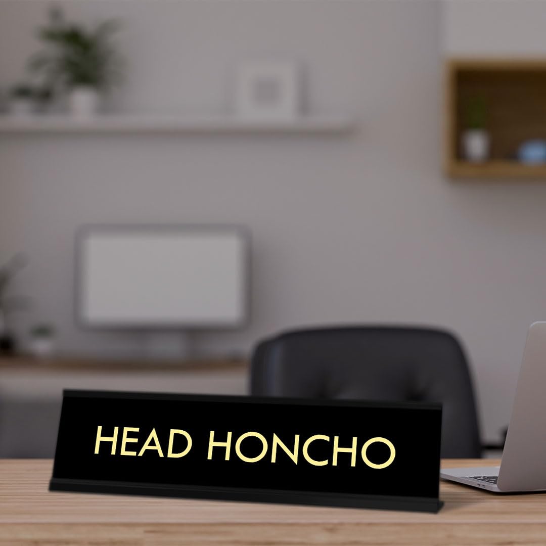 Head Honcho - Black Desk Sign Name Plate for Boss | (2 x 8")
