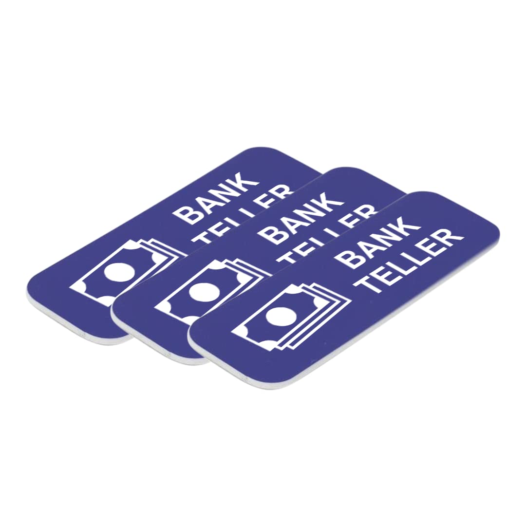 Bank Teller 1 x 3" Name Tag/Badge, (3 Pack)
