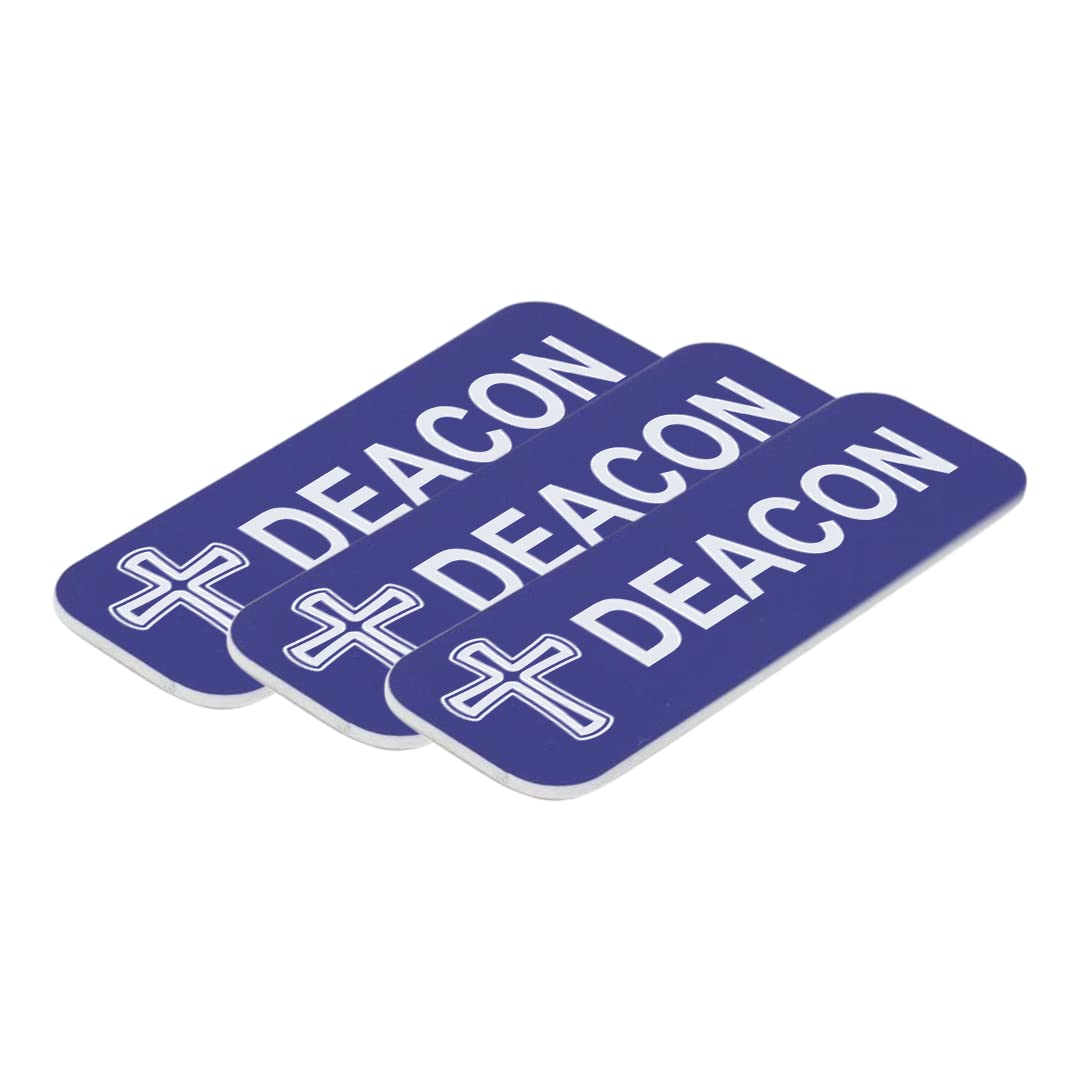 Deacon, Cross Design, 1 x 3" Name Tag/Badge, (3 Pack)