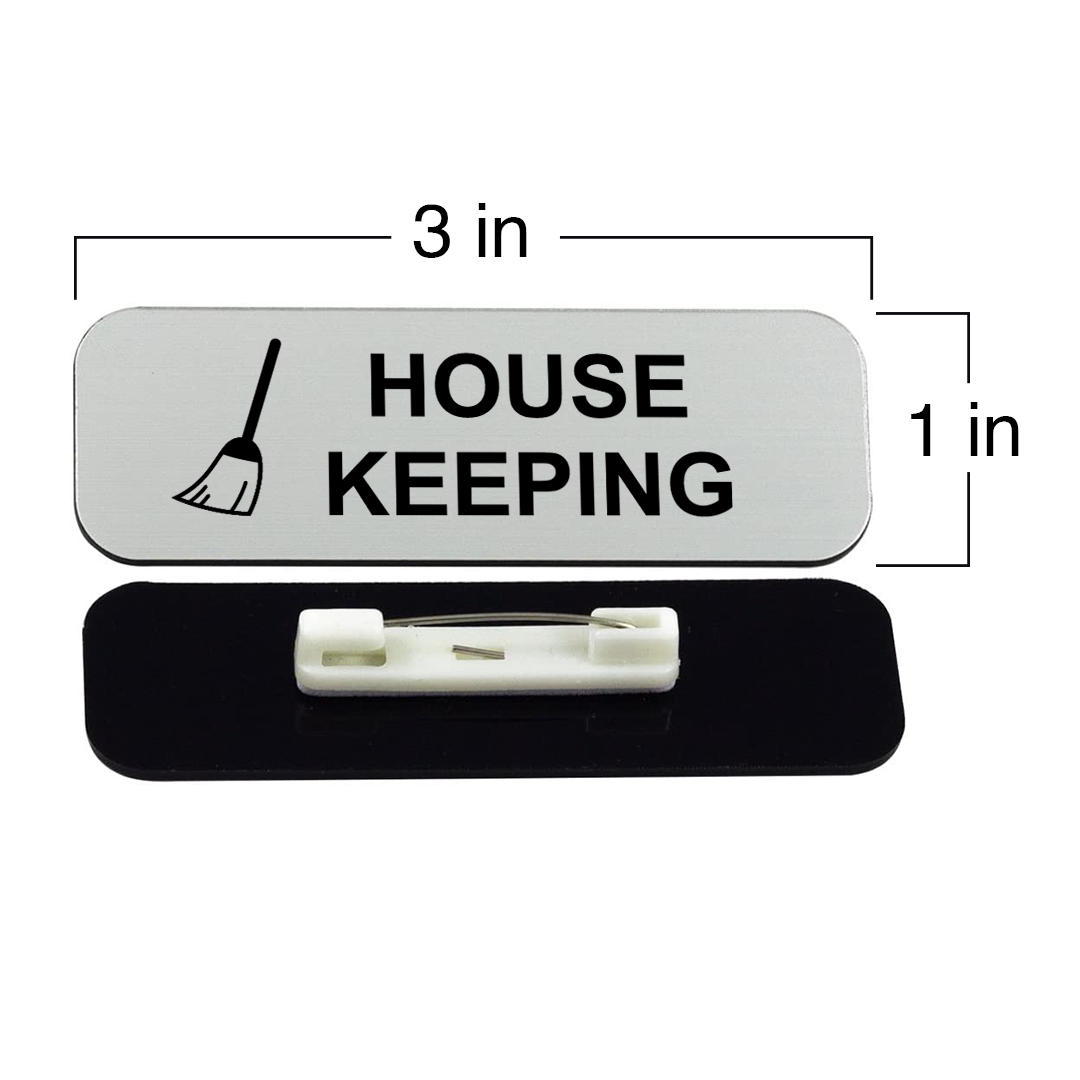 House Keeping 1 x 3" Name Tag/Badge, (3 Pack)