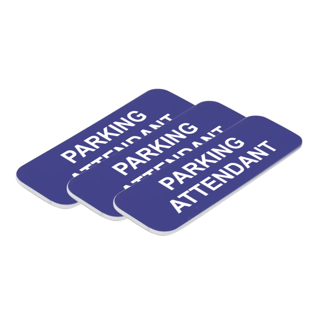 Parking Attendant 1 x 3" Name Tag/Badge, (3 Pack)