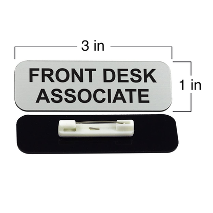 Front Desk Associate 1 x 3" Name Tag/Badge, (3 Pack)