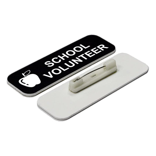 School Volunteer 1 x 3" Name Tag/Badge, (3 Pack)
