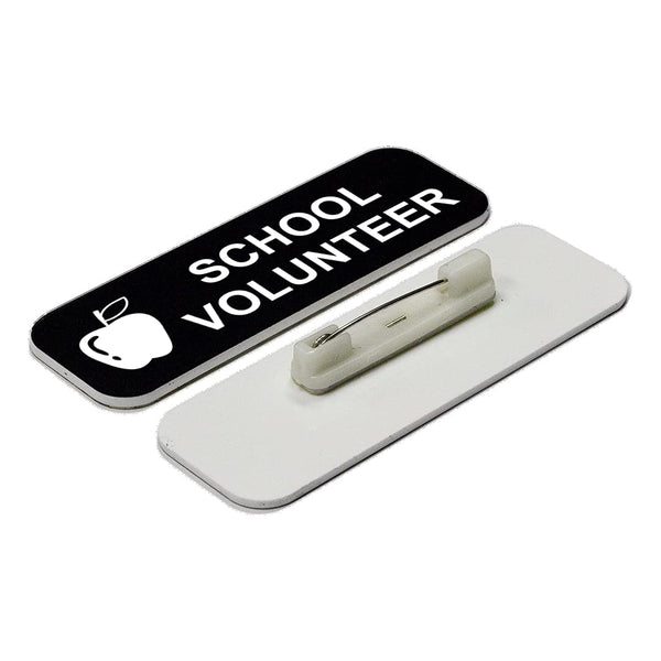 School Volunteer 1 x 3" Name Tag/Badge, (3 Pack)