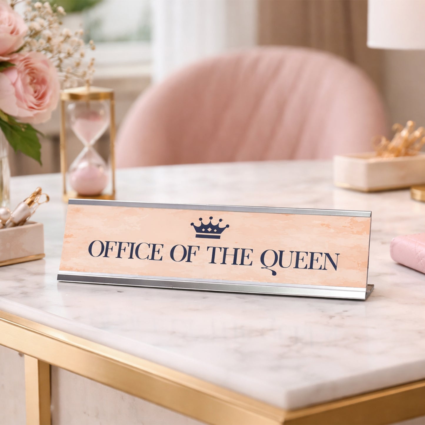 Office of the Queen, Classy Design, Novelty Nameplate Desk Sign (2 x 8")