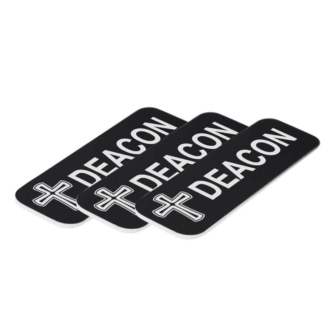 Deacon, Cross Design, 1 x 3" Name Tag/Badge, (3 Pack)