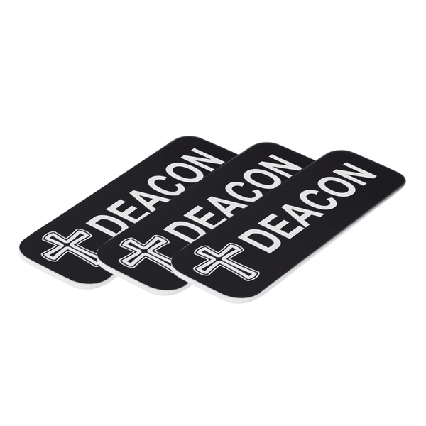 Deacon, Cross Design, 1 x 3" Name Tag/Badge, (3 Pack)