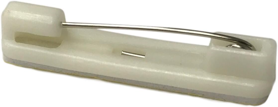 100 White Safety Pin Bar w/ Adhesive ID Badge Crafts