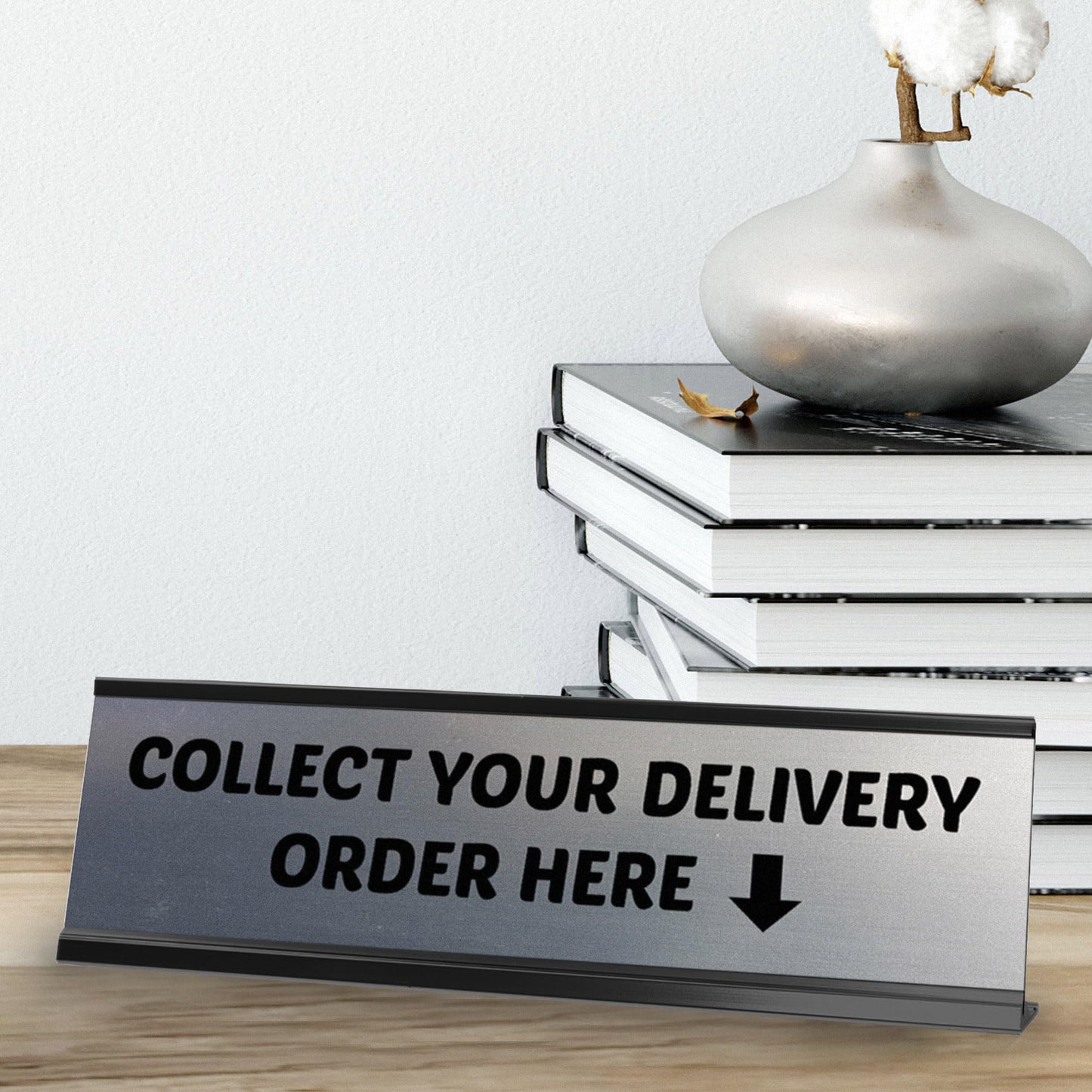 Signs ByLITA Collect Your Delivery Order Here Black Frame Desk Sign (2x8")