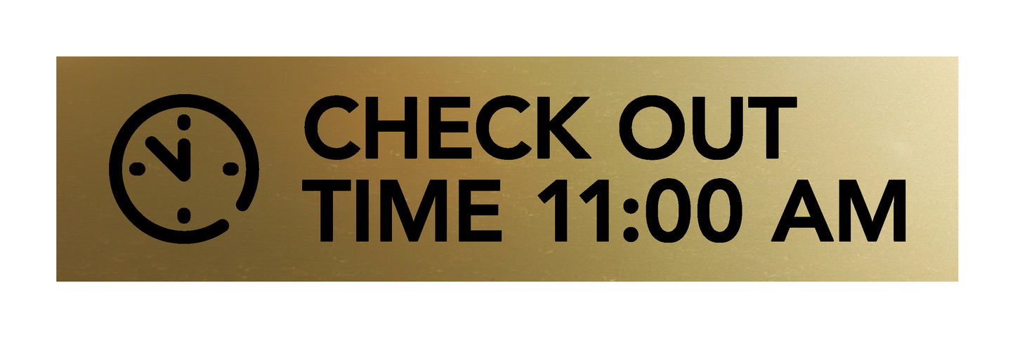 Signs ByLITA Check Out Time 11:00 am Black Frame Desk Sign (2x8")