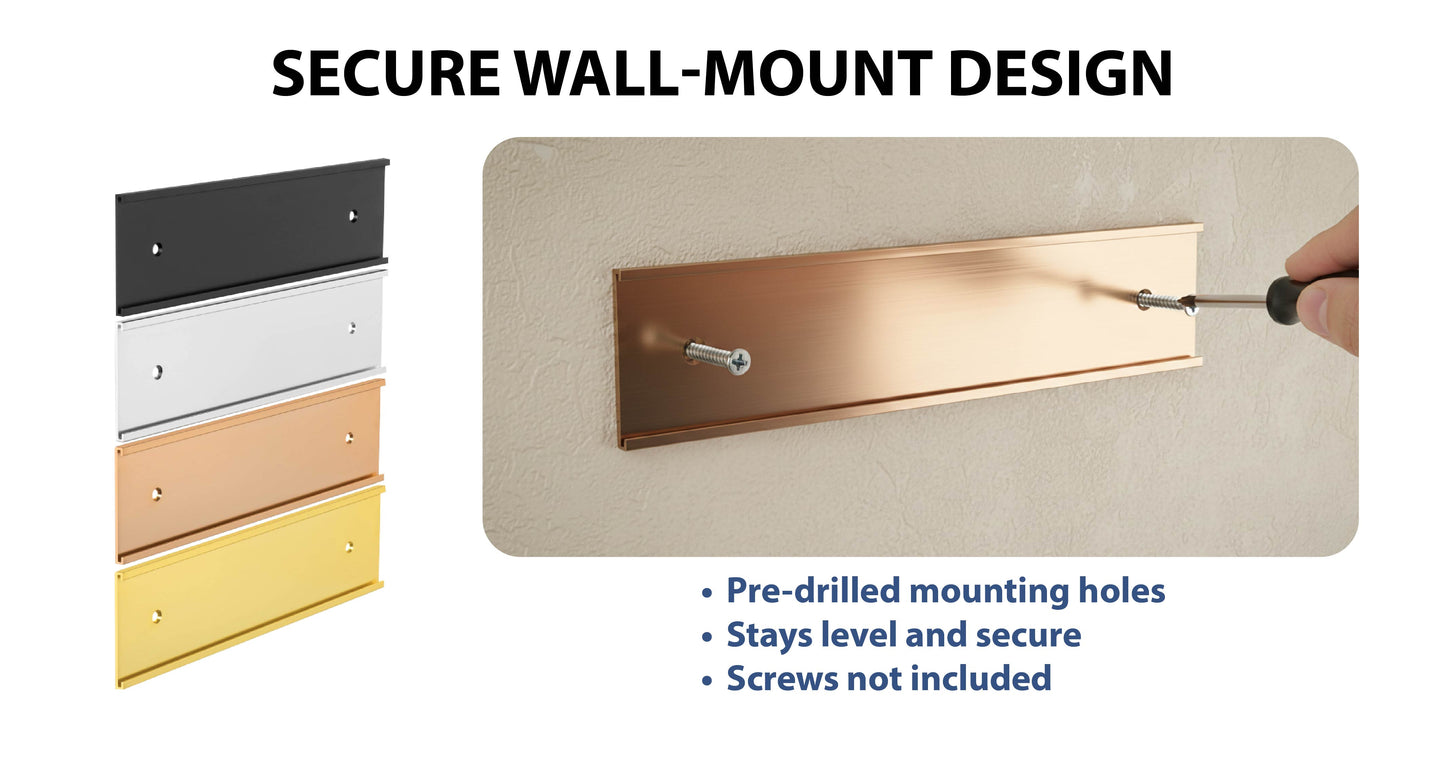 Office Wall Name Plate Holder - 2" x 8" / 2" x 10"