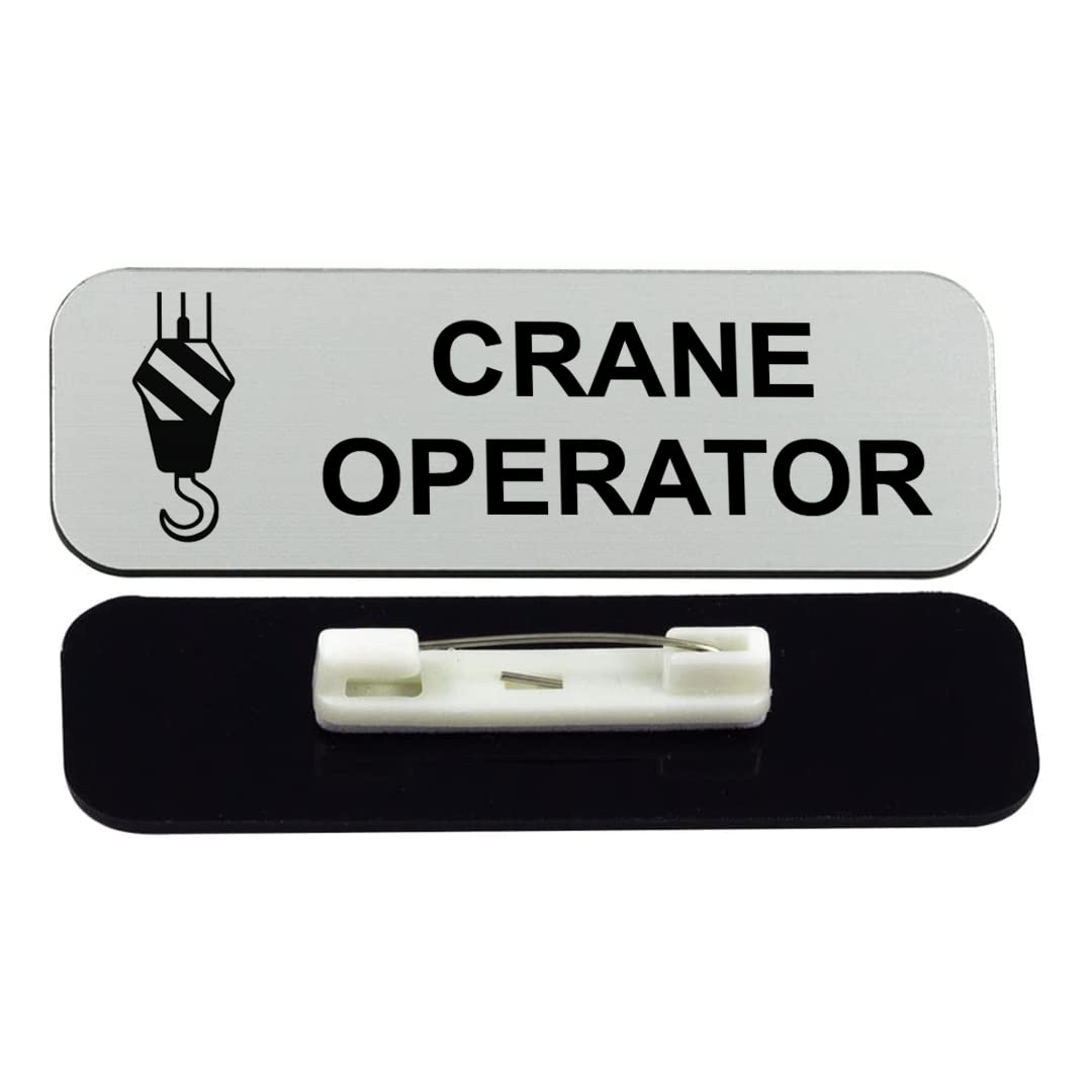 Crane Operator 1 x 3" Name Tag/Badge, (3 Pack)