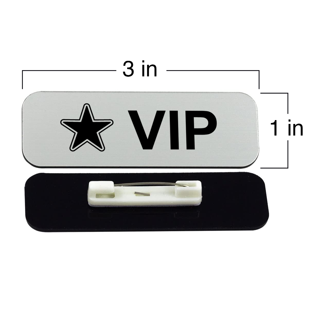 VIP (Star) 1 x 3" Name Tag/Badge, (3 Pack)