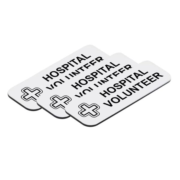 Hospital Volunteer 1 x 3" Name Tag/Badge, (3 Pack)