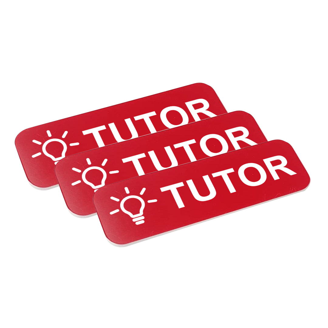 Tutor 1 x 3" Name Tag/Badge, (3 Pack)