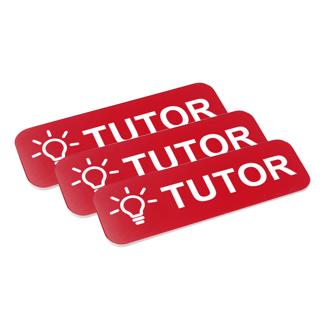 Tutor 1 x 3" Name Tag/Badge, (3 Pack)