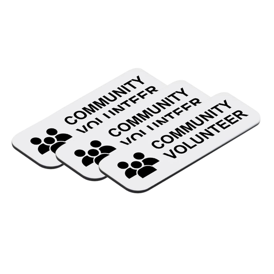Community Volunteer 1 x 3" Name Tag/Badge, (3 Pack)