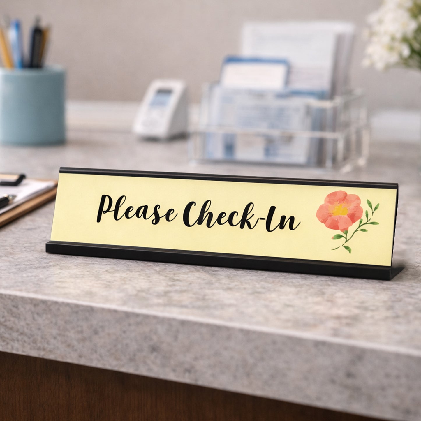 Please Check-In, Designer Desk Sign 2 x 8