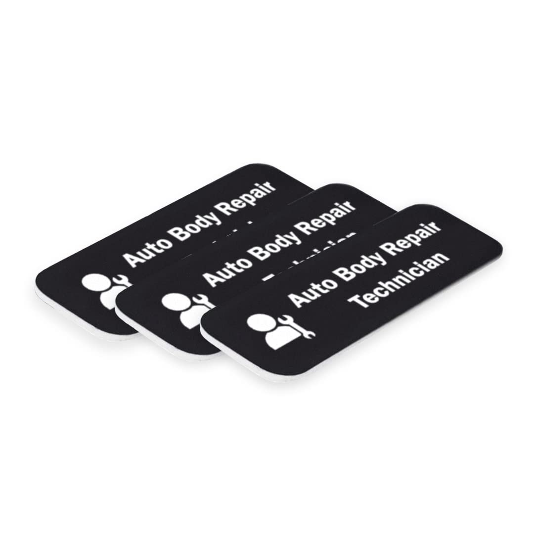 Signs ByLITA Auto Body Repair Technician Graphic Car Service 1 x 3" Name Tag/Badge, (3 Pack)