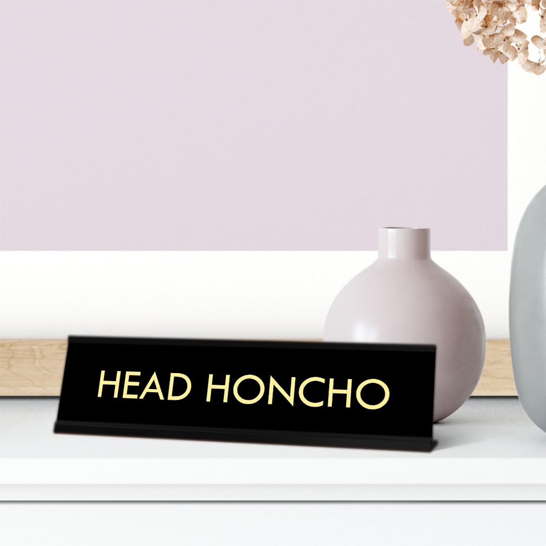 Head Honcho - Black Desk Sign Name Plate for Boss | (2 x 8")