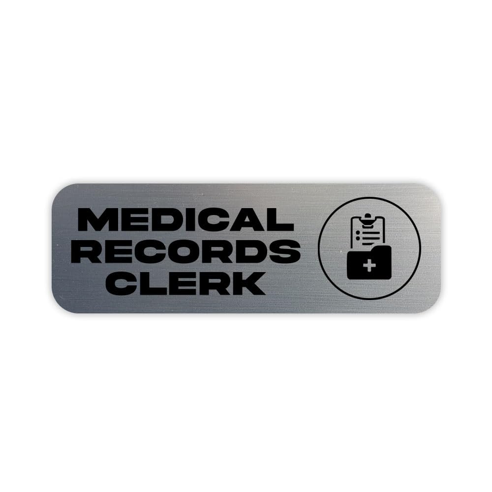 Medical Records Clerk 1 x 3" Rounded Corner Name Badge | Medical Facilities