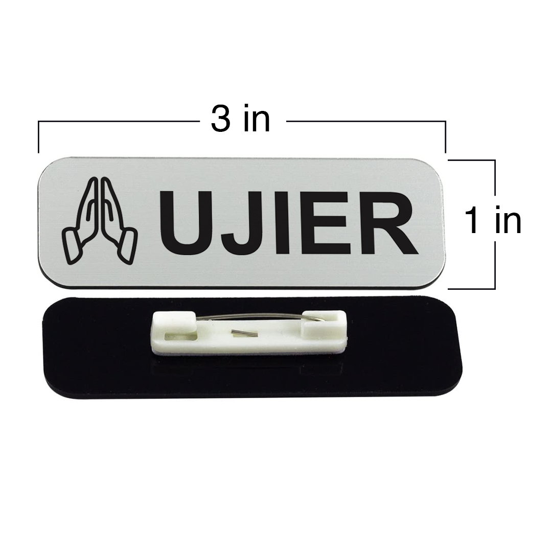 Ujier 1 x 3" Name Tag/Badge, Praying Hands (3 Pack)