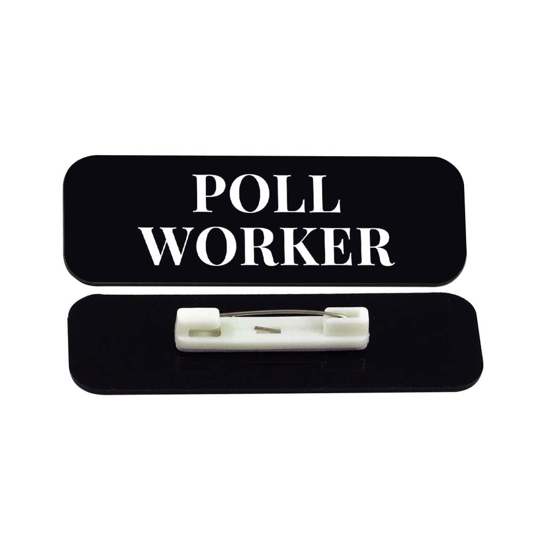 Poll Worker 1 x 3" Rounded Corner Name Badge | Stock Name Badges