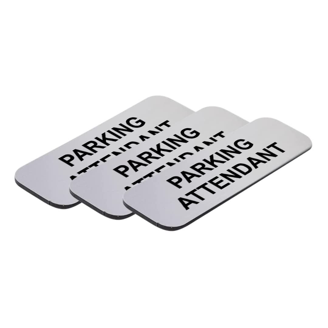 Parking Attendant 1 x 3" Name Tag/Badge, (3 Pack)