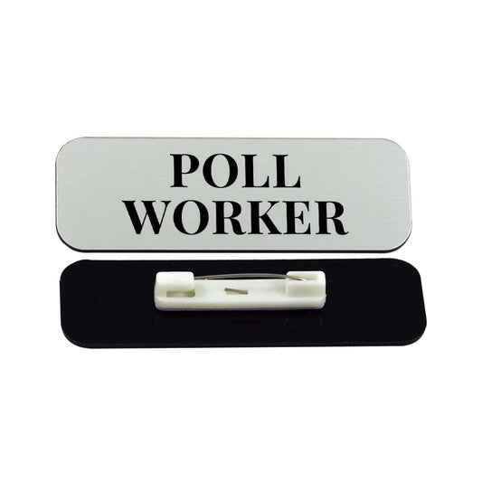 Poll Worker 1 x 3" Rounded Corner Name Badge | Stock Name Badges