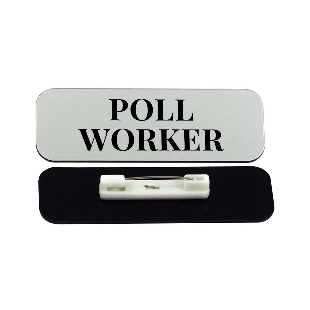 Poll Worker 1 x 3" Rounded Corner Name Badge | Stock Name Badges