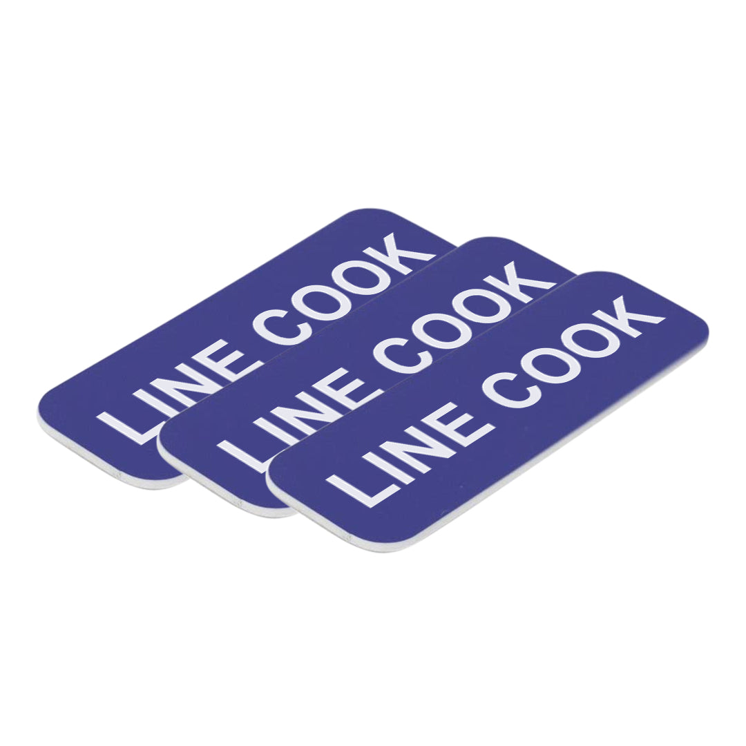 Line Cook 1 x 3" Name Tag/Badge, (3 Pack)