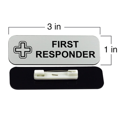 First Responder 1 x 3" Name Tag/Badge, (3 Pack)